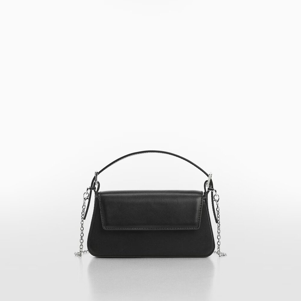 Mango Black Double Strap Bag With Flap/NWT